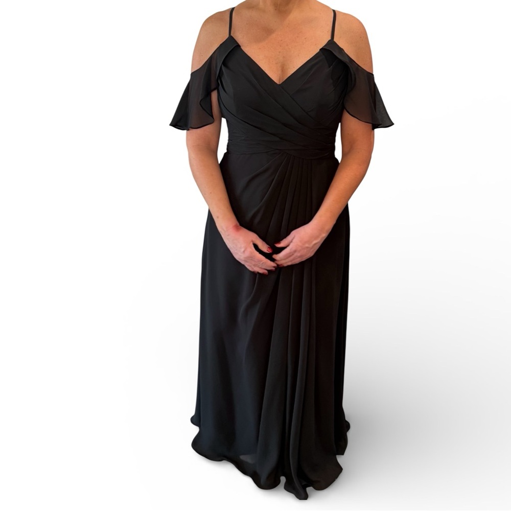 Azazie Elegant Black Cold-Shoulder Maxi Dress Dakota Style